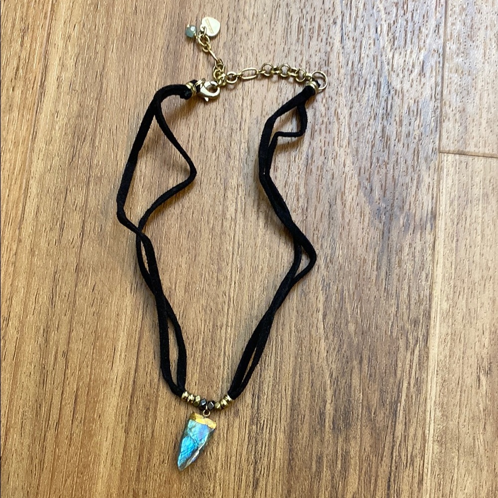 Black and Gold Choker with Triangular Pendant